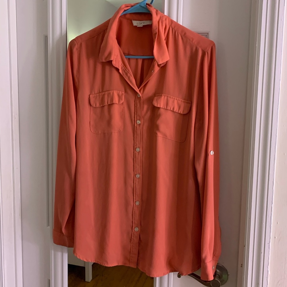 LOFT Peachy-Salmon Colored Button Down - Donated & No Longer Available